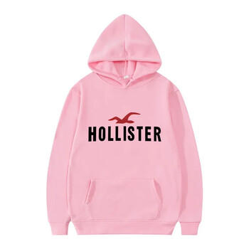 HOLLISTER Мъжки суитшърт с качулка с уличен ежедневен спортен стил с дълъг ръкав и джоб с кенгуру за есента и зимата