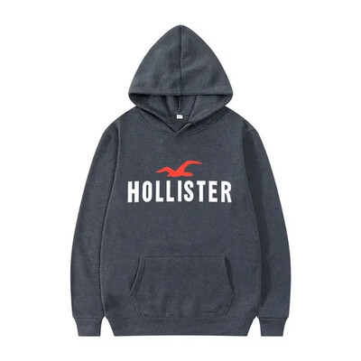 HOLLISTER férfi kapucnis pulóver utcai hétköznapi sport stílusú hosszú ujjú Kenguru zseb polár pulóverrel őszre és télre