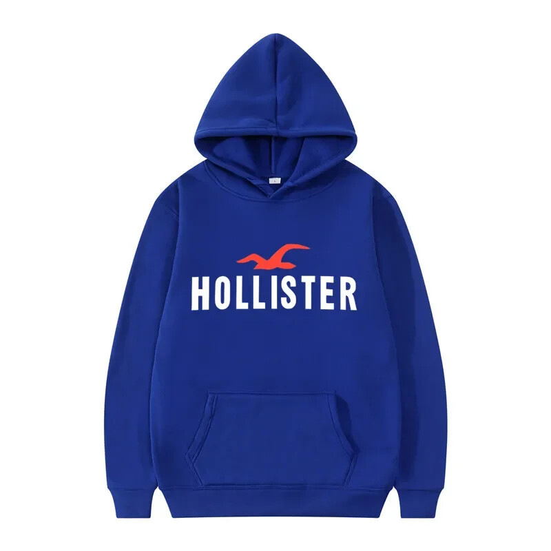 HOLLISTER férfi kapucnis pulóver utcai hétköznapi sport stílusú hosszú ujjú Kenguru zseb polár pulóverrel őszre és télre