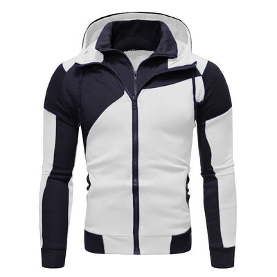 Transfrontalier Amazon cu fermoar dublu hanorac cu glugă pentru bărbați patchwork jachetă cu fermoar sport casual