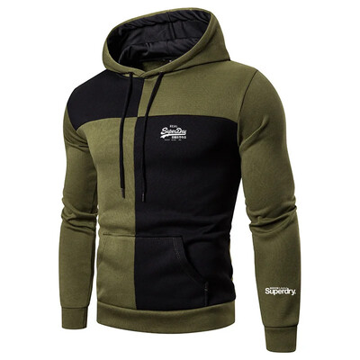 Jesen i zima nova Superdry patchwork majica s printom slova Top Street Fashion muška ležerna sportska odjeća s kapuljačom od flisa s džepovima