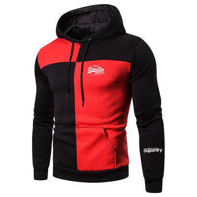 Jesen i zima nova Superdry patchwork majica s printom slova Top Street Fashion muška ležerna sportska odjeća s kapuljačom od flisa s džepovima