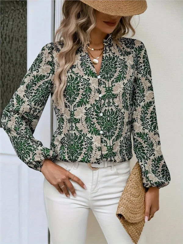 Ženske košulje s boho printom, nove modne bluze dugih rukava 2024., elegantne ženske majice s jednim kopčanjem, uske ženske majice