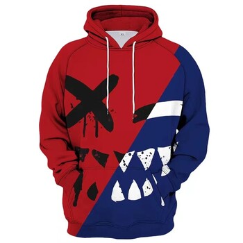 XOXO Pattern Fashion Devil Smiling Face 3D Printing Hoodie Мъжка мода Ежедневен забавен пуловер Хип-хоп суичър Есенна мода Нова