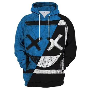 XOXO Pattern Fashion Devil Smiling Face 3D Printing Hoodie Мъжка мода Ежедневен забавен пуловер Хип-хоп суичър Есенна мода Нова