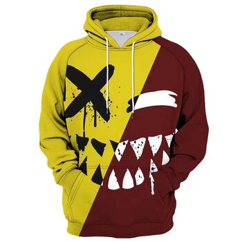 XOXO Pattern Fashion Devil Smiling Face 3D Printing Hoodie Мъжка мода Ежедневен забавен пуловер Хип-хоп суичър Есенна мода Нова