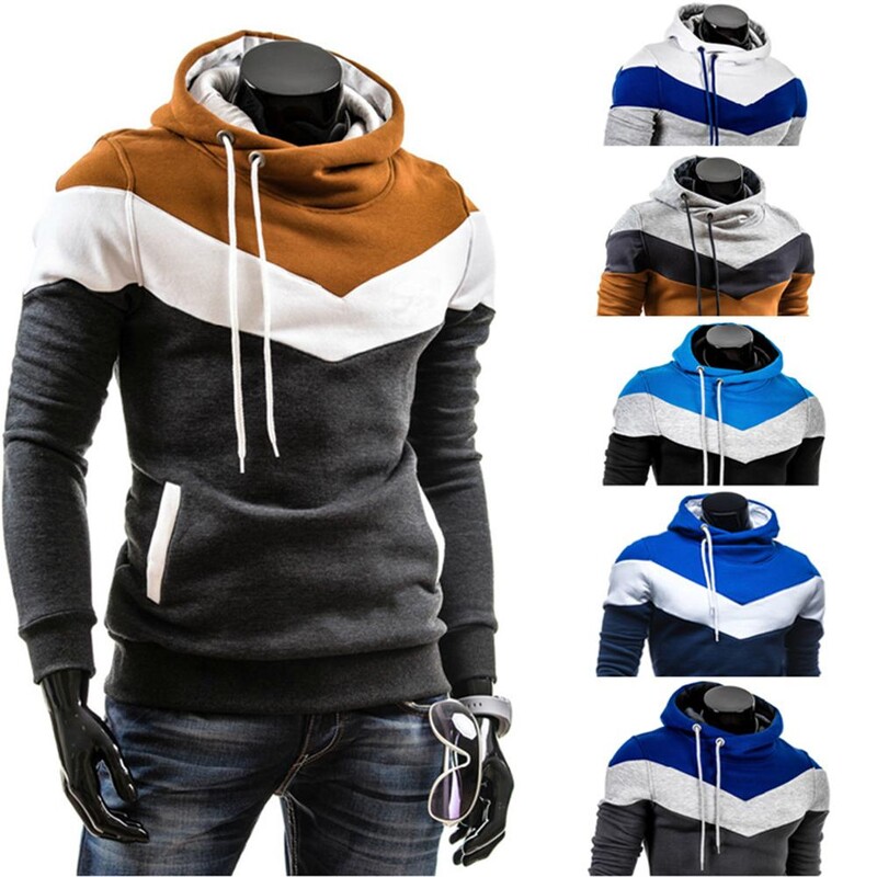Modne muške majice s kapuljačom Patchwork Jesen Zima Sweatshirt s kapuljačom Dugi rukav Pulover Hoodie Sweatshirt sudaderas hombre tolstovka