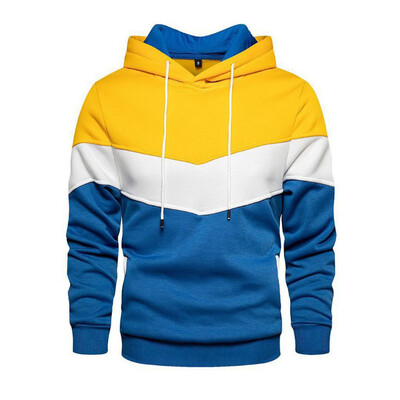 Elegantne patchwork majice s kapuljačom u boji blokova za muškarce, atletske majice s kapuljačom na vezice, proljeće, jesen, ležerne majice od flisa