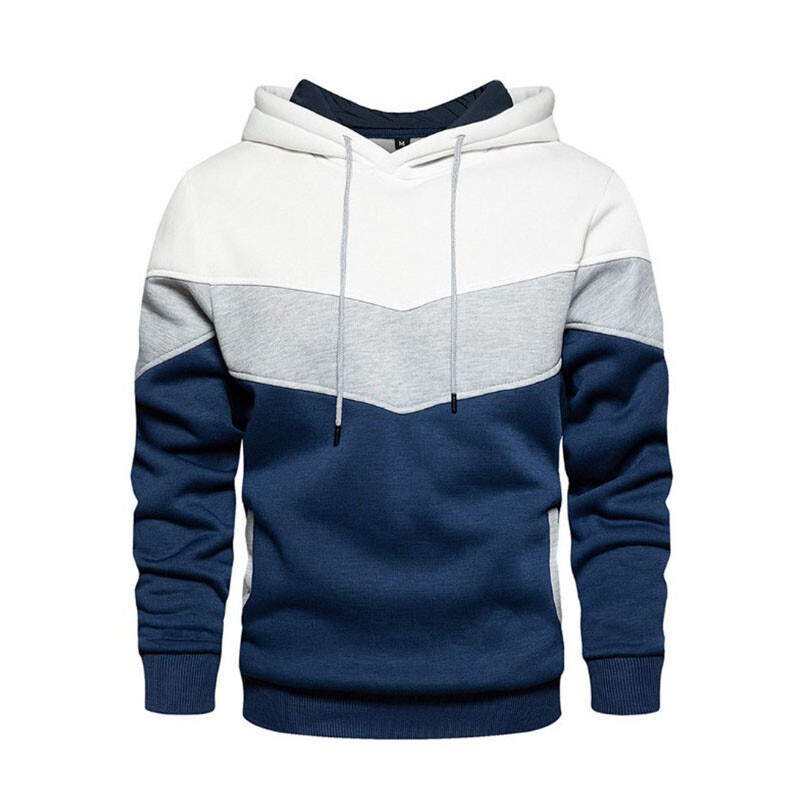 Elegantne patchwork majice s kapuljačom u boji blokova za muškarce, atletske majice s kapuljačom na vezice, proljeće, jesen, ležerne majice od flisa