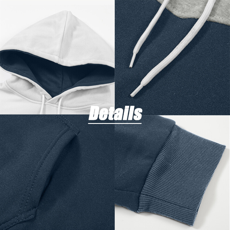 Elegantne patchwork majice s kapuljačom u boji blokova za muškarce, atletske majice s kapuljačom na vezice, proljeće, jesen, ležerne majice od flisa