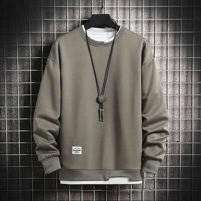 Hanorace casual pentru bărbați, false, două piese, cu gâtul în formă de O, pentru bărbați, Harajuku, Streetwear Topuri, primăvară, toamnă, hanorac solid pentru bărbați
