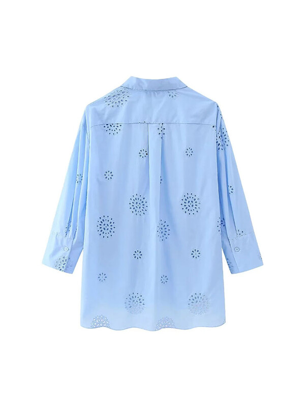 TRAF Fashion naiste tikitud pluus naiste särk Uus kausaalne soliidne revääriga üherealine pikkade varrukatega õõnessärk 3 värvi