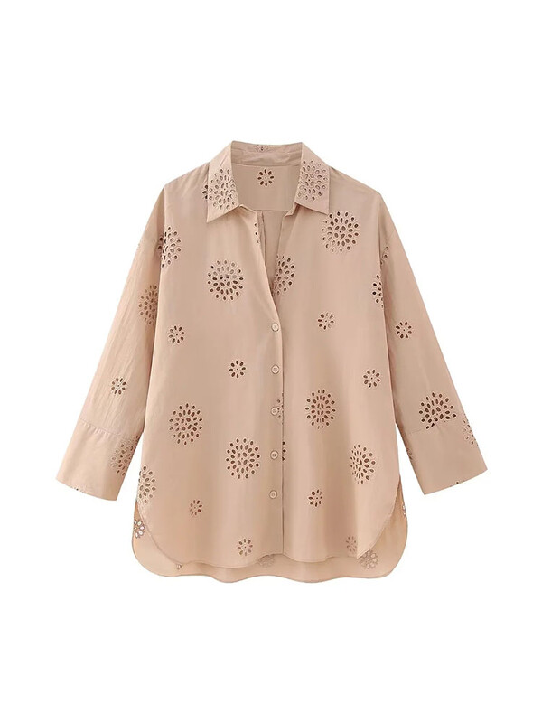 TRAF Fashion naiste tikitud pluus naiste särk Uus kausaalne soliidne revääriga üherealine pikkade varrukatega õõnessärk 3 värvi