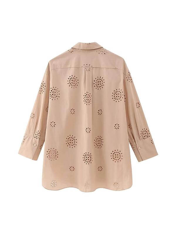 TRAF Fashion naiste tikitud pluus naiste särk Uus kausaalne soliidne revääriga üherealine pikkade varrukatega õõnessärk 3 värvi