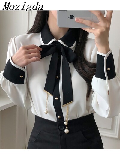 Cămașă cu mânecă lungă de vară, dulce, bluză pentru femei, cu volane, papion drăguț, bluze pentru femei, vintage, Japonia, Coreea, Chic, Roupa Feminina
