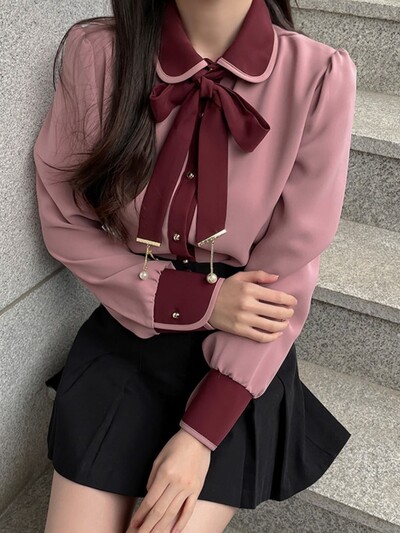 Ljetna slatka košulja dugih rukava Ženska bluza s volanima Slatka leptir mašna Ženske majice Bluze Vintage Japan Korea Chic Roupa Feminina