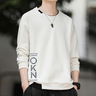 Novi jesenski/zimski modni trend, jednobojni, svestrani, ležerni, ležerni pulover s dugim rukavima, s okruglim izrezom i slovima