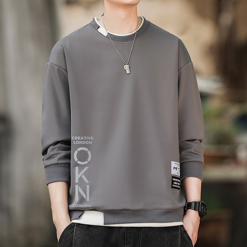 Novi jesenski/zimski modni trend, jednobojni, svestrani, ležerni, ležerni pulover s dugim rukavima, s okruglim izrezom i slovima
