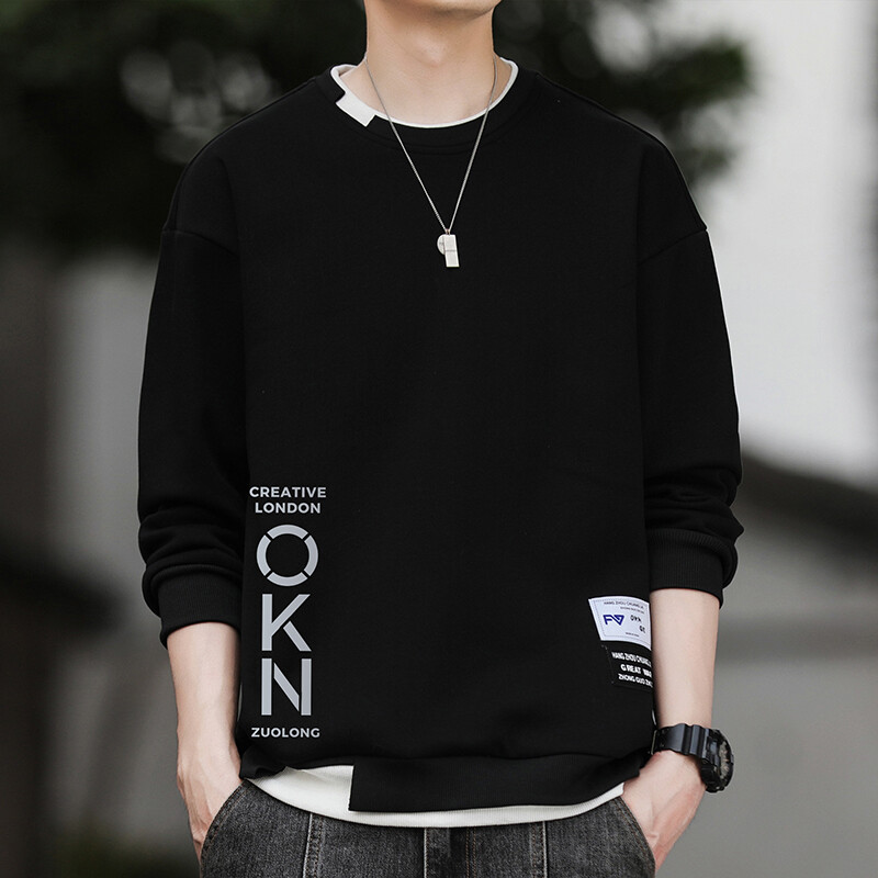 Novi jesenski/zimski modni trend, jednobojni, svestrani, ležerni, ležerni pulover s dugim rukavima, s okruglim izrezom i slovima