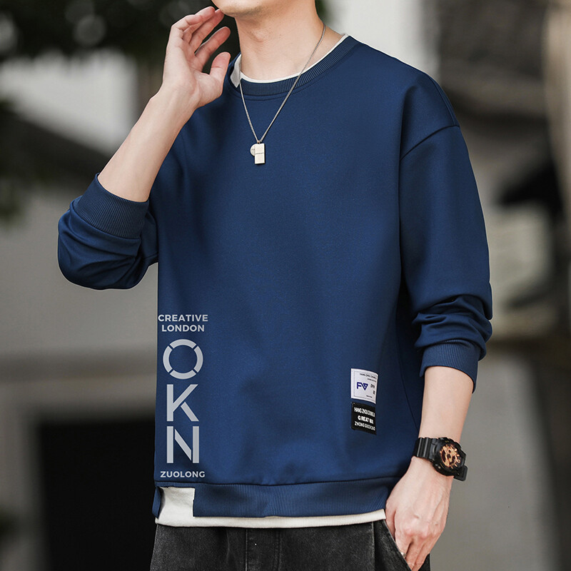 Novi jesenski/zimski modni trend, jednobojni, svestrani, ležerni, ležerni pulover s dugim rukavima, s okruglim izrezom i slovima