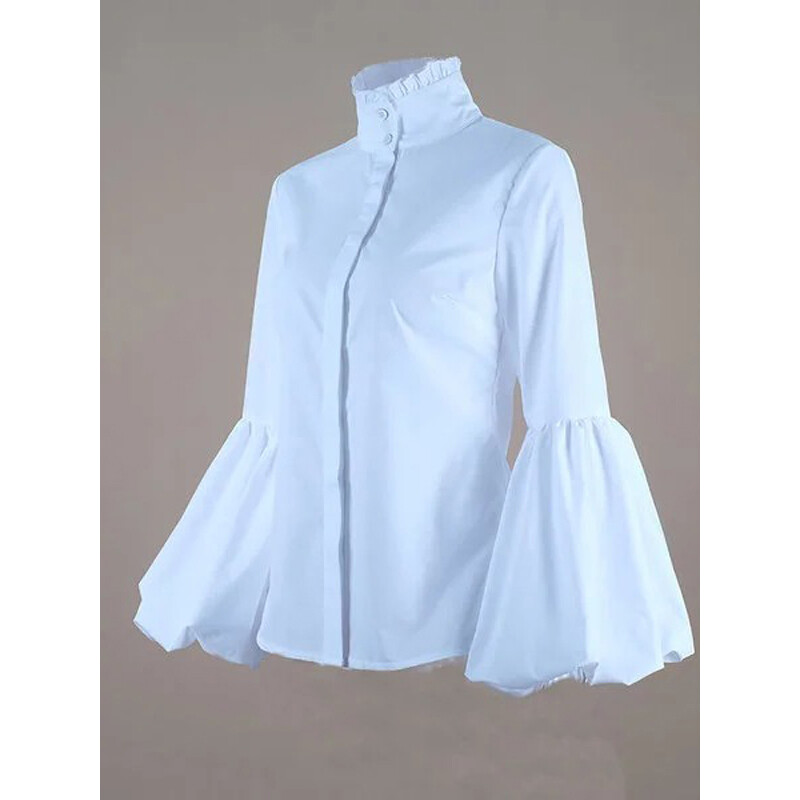 Krisnana 2024. modne ženske bluze dugih rukava širokih zakopčanih jednobojnih spojeva, samostojećeg ovratnika, bluze i majice, majice