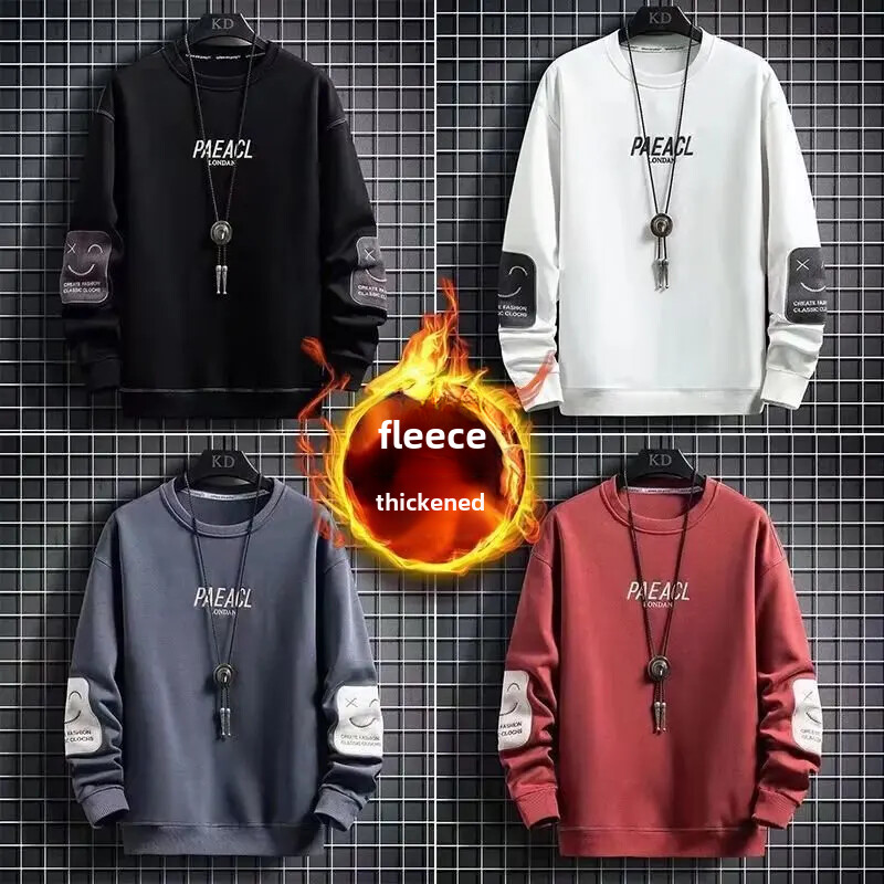 Trendikas kevad-sügis fliisvoodriga aluskihiga meeste dressipluus, vabaaja keskkooliõpilaste lahedad kapuutsid