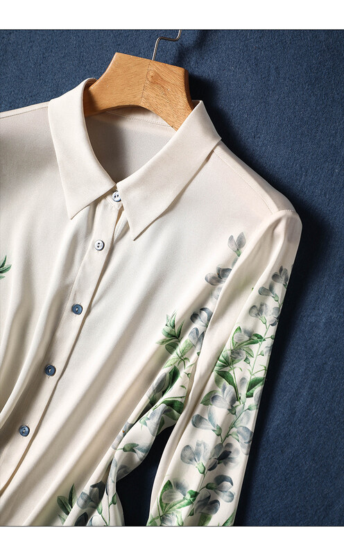 Satiinist naiste särgid, suvi 2023, uued siidiprintidega pluusid, avarad pikkade varrukatega naisterõivad, polo-kaelusega vabaaja topid