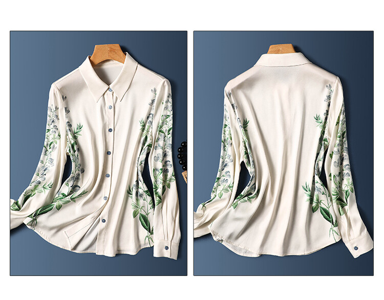 Satiinist naiste särgid, suvi 2023, uued siidiprintidega pluusid, avarad pikkade varrukatega naisterõivad, polo-kaelusega vabaaja topid