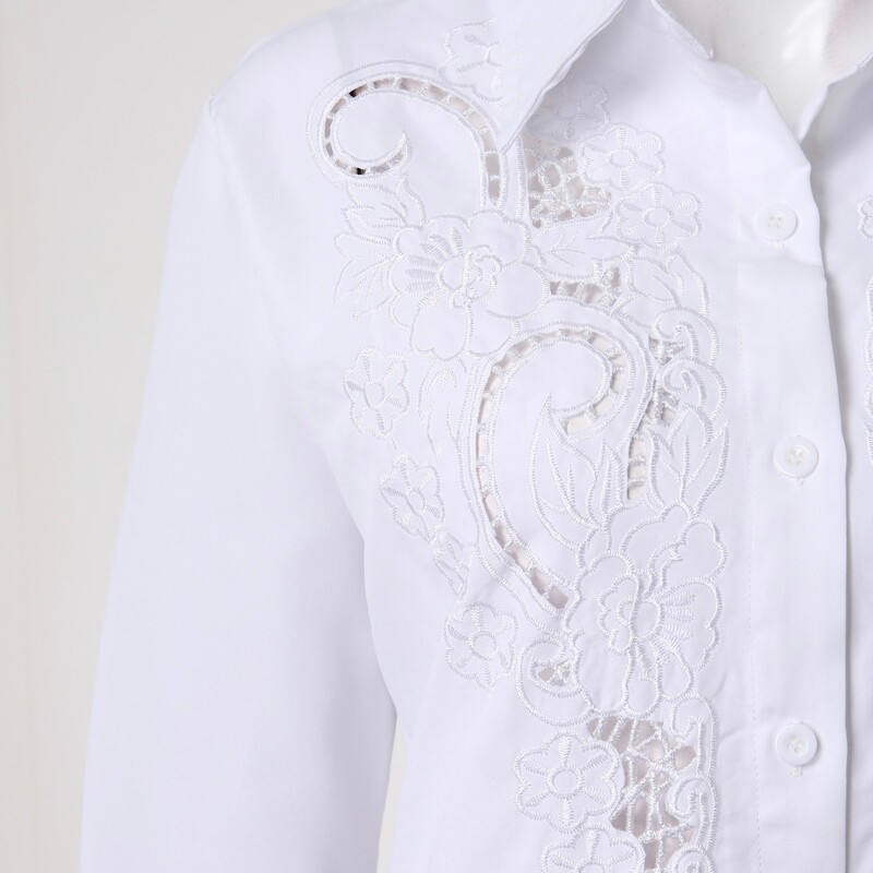 Ležerne čipkaste košulje s cvijećem Proljeće Jesen Panel dugih rukava Bluza s otvorenim ovratnikom na kopčanje Bluza za putovanje na posao i posao Uredska dama Prevelika majica