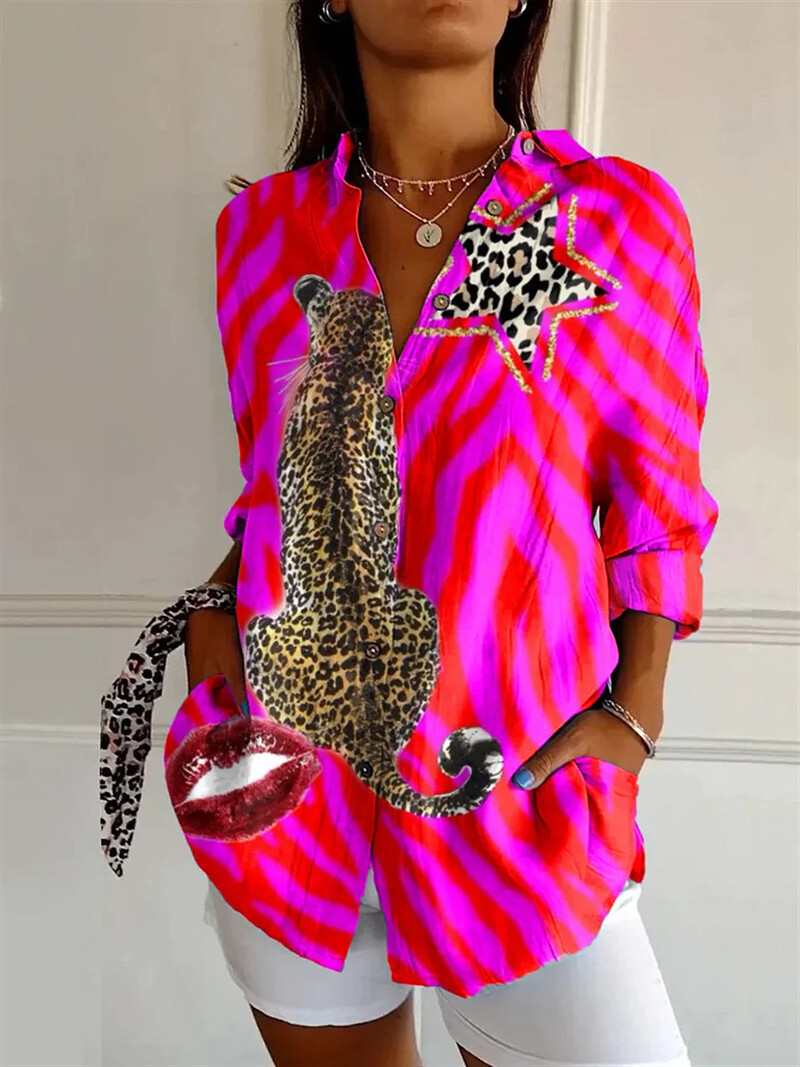 Velika temperamentna široka ženska košulja Modna ležerna košulja Elegantna ženska košulja 3/4 rukava Blagdanska majica za vikend ribolov