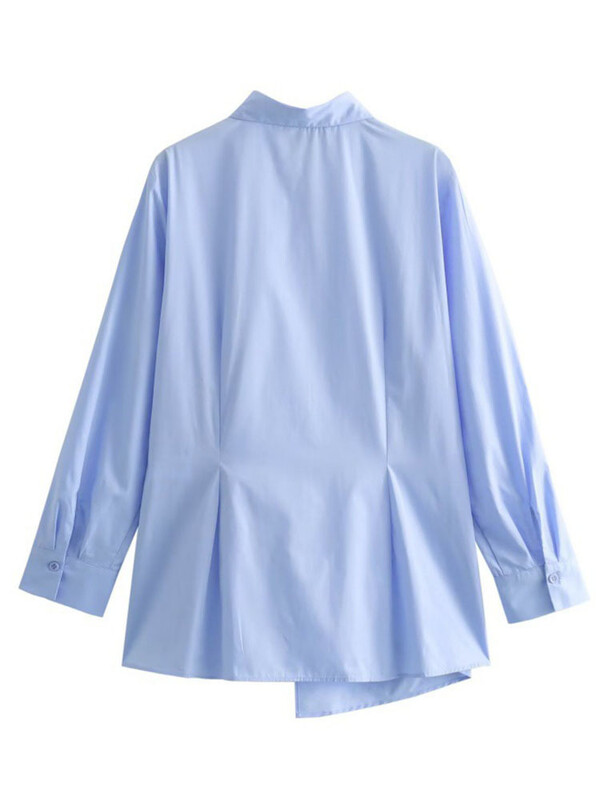 LANMREM višenamjenska majica s zavojima za žene, na rever, jednobojna majica s dugim rukavima na jedno kopčanje Uredska dama, novo 2024. 32C1298