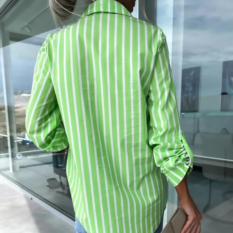 Camisas De Mujer Ženska košulja Bluza Prugasta klasična majica s dugmadima s printom Ležerna košulja dugih rukava Jesen i zima Majice Košulje i bluze