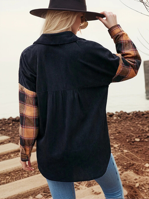 CMAZ Ležerna karirana bluza s kopčanjem, ženska modna 2024. proljeće-jesen, labava košulja dugih rukava, ženske majice s otvorenim ovratnikom CL269