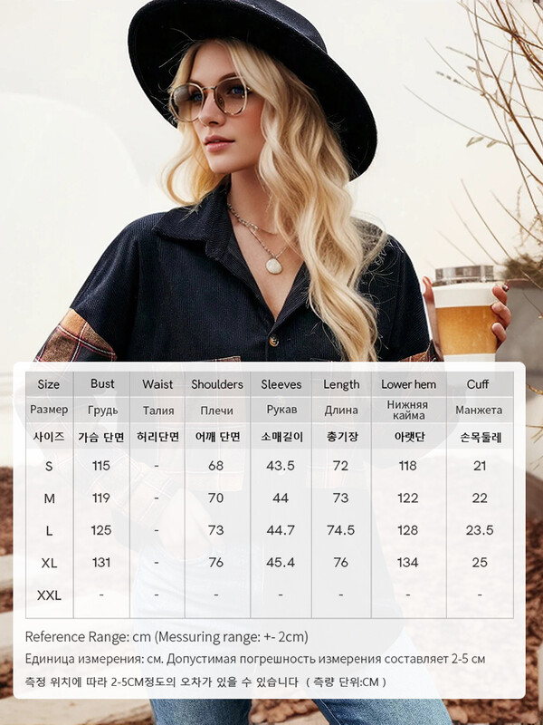 CMAZ Ležerna karirana bluza s kopčanjem, ženska modna 2024. proljeće-jesen, labava košulja dugih rukava, ženske majice s otvorenim ovratnikom CL269