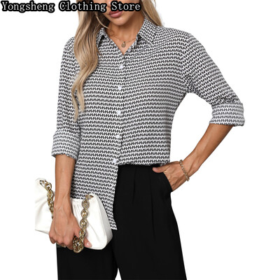 Ženska košulja s ledenim svilenim printom dugih rukava Independent Station 2024, nova leopard pruga, ležerna odjeća