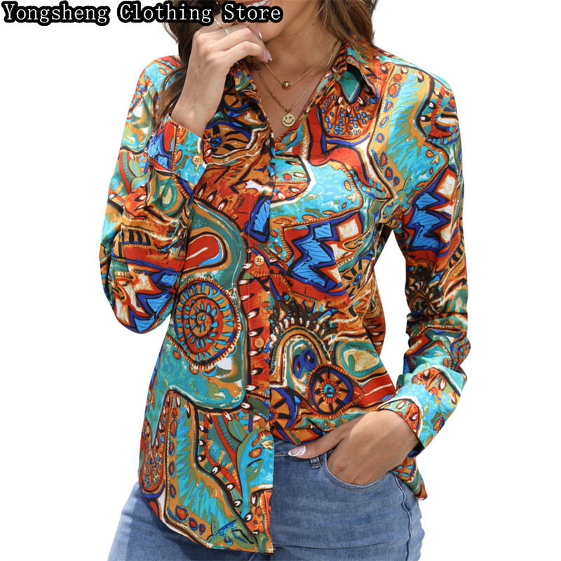 Ženska košulja s ledenim svilenim printom dugih rukava Independent Station 2024, nova leopard pruga, ležerna odjeća