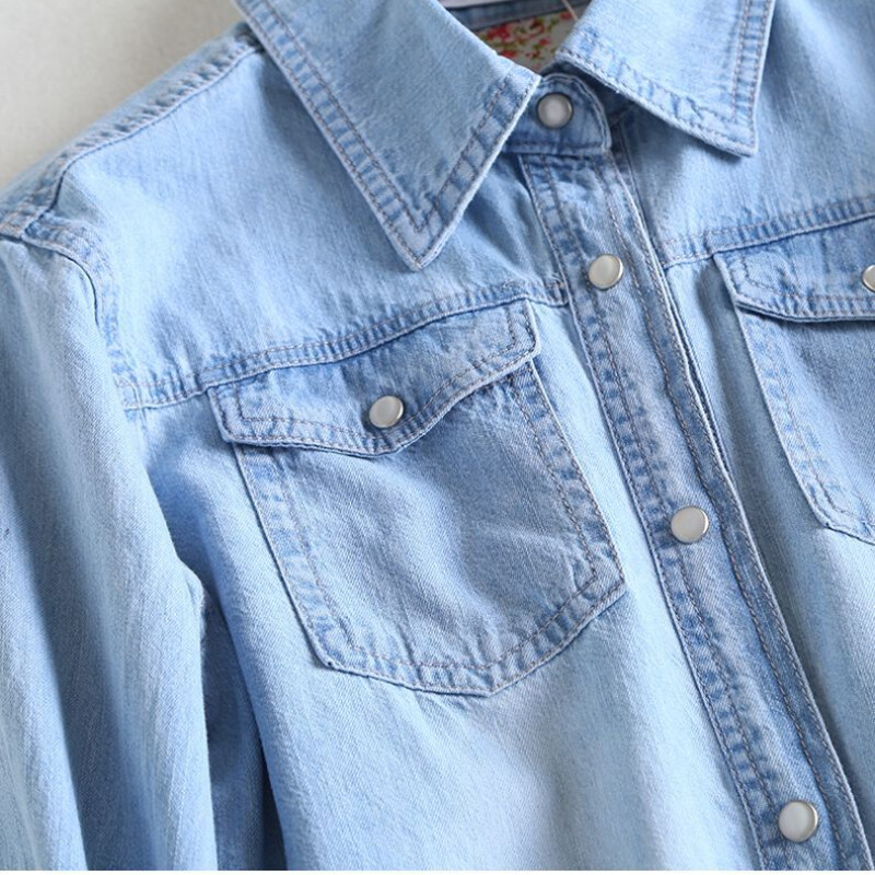 Korea sügis, uued naiste massiivsed polo-kaelusega taskud, ühe rinnaga mood vabaaja vabade pikkade varrukatega keskmise pikkusega kauboisärgi topid