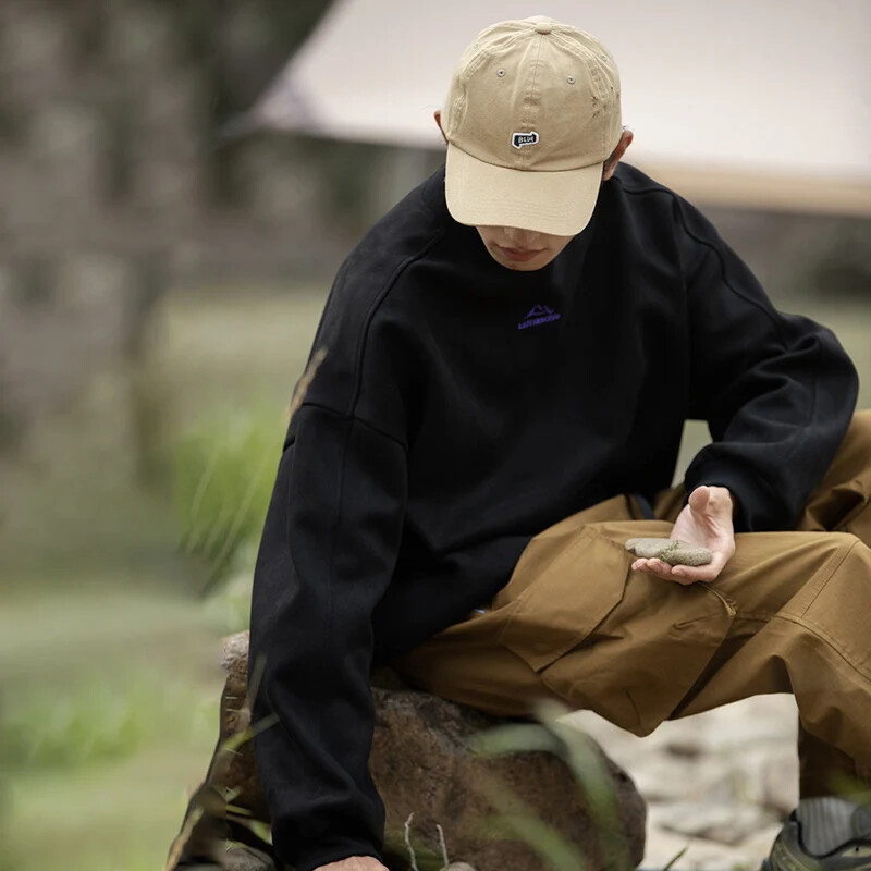 TFETTERS Jesen Zima Dukserica od brušene kože za muškarce s dugim rukavima 2024, jednobojna, s O izrezom, retro široki puloveri, modna odjeća za parove