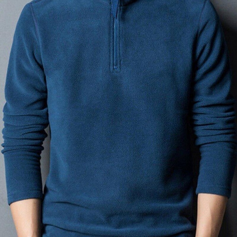 Muški sweatshirt jednobojni gornji dio pulovera s patentnim zatvaračem i samostojećom kragnom, jednobojni gornji dio pulovera od polarnog flisa, zaštita za vrat, muški gornji dio srednje dužine