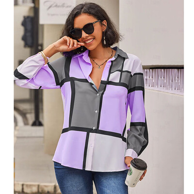 Νέο γυναικείο μακρυμάνικο πουκάμισο τρισδιάστατο λουλούδι με εμπριμέ κουμπιά μακρυμάνικο μπλουζάκια Plus μέγεθος γυναικεία μπλούζα για φθινοπωρινά γυναικεία ρούχα γραφείου