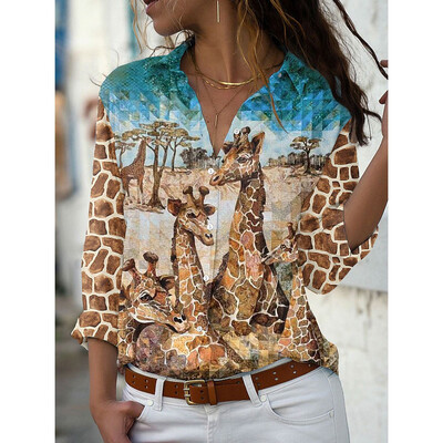 Νέο γυναικείο μακρυμάνικο πουκάμισο τρισδιάστατο λουλούδι με εμπριμέ κουμπιά μακρυμάνικο μπλουζάκια Plus μέγεθος γυναικεία μπλούζα για φθινοπωρινά γυναικεία ρούχα γραφείου