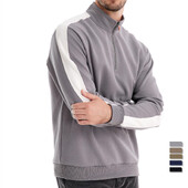 AIOPESON muške patchwork Quarter Zip majice od mješavine pamuka, lagani ležerni sportski pulover za muškarce