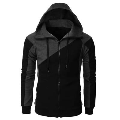 Bărbați, ocazional, culoare solidă, personalitate, îmbrăcăminte de stradă, în aer liber, hanorac sport, îmbinat, cu mânecă lungă, cu fermoar, la modă nouă.