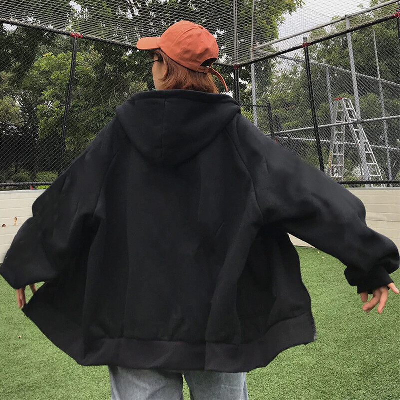 Hanorace cu fermoar pentru bărbați Îmbrăcăminte de stradă Jachetă cu fermoar casual pentru bărbați Hanorace largi de culoare solidă Paltoane simple cu glugă