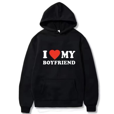 I Love My Boyfriend I love my boyfriend hanorac imprimat cu litere Sport Harajuku, bărbați și femei, ocazional cuplu cu hanorac asortat