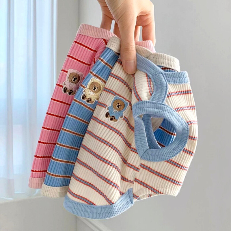 Cămașă pentru câini cu dungi de vară Vestă de modă pentru câini pentru câini de talie mică, respirabil, pentru cățeluș, haine cu două picioare, vestă drăguță pentru pisici, haine pentru câini de companie