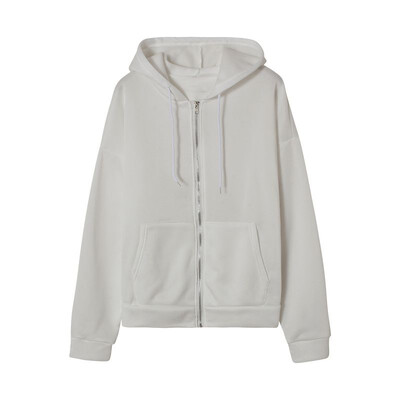 Zimska majica s kapuljačom Oversize Kardigan s kapuljačom od flisa Crno-bijela ženska odjeća Jednobojne majice s kapuljačom na patentni zatvarač Majice dugih rukava