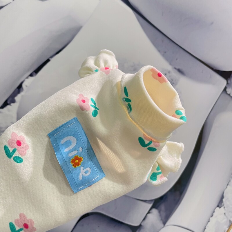 Odjeća za kućne ljubimce Slatki tulipanski bazni kaput za malog psa Leteći rukav Mali cvijet Čisti pamuk Visoki ovratnik Topla odjeća za jesen zimu