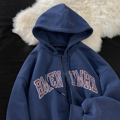 Jesenske korejske majice s kratkim rukavima Punk estetska topla odjeća Gornji dijelovi Nova vintage majica s kapuljačom s printom slova i sportski kaput Opuštena ležerna jakna