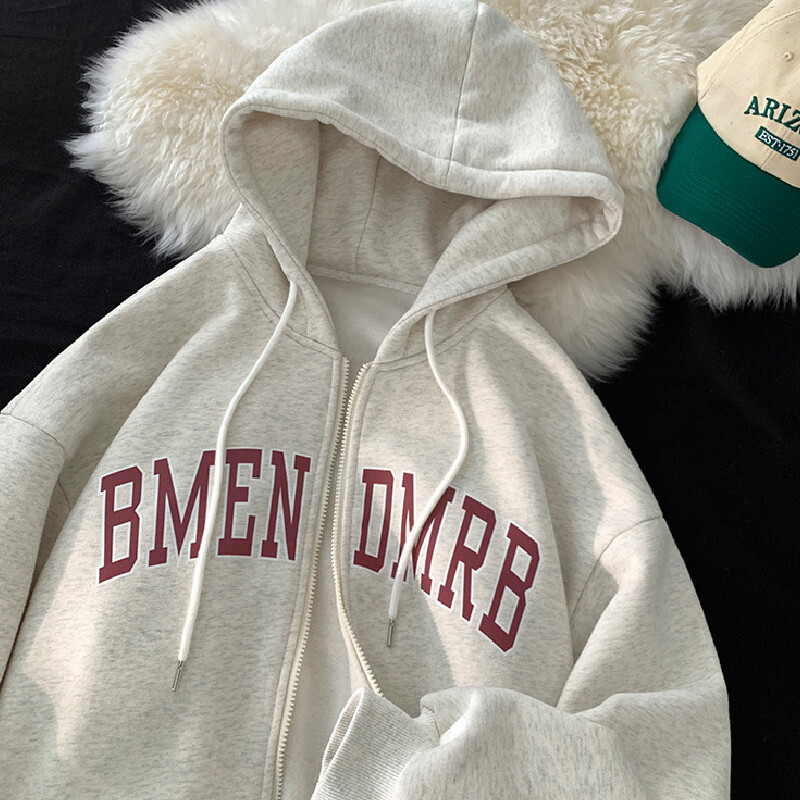 Jesenske korejske majice s kratkim rukavima Punk estetska topla odjeća Gornji dijelovi Nova vintage majica s kapuljačom s printom slova i sportski kaput Opuštena ležerna jakna